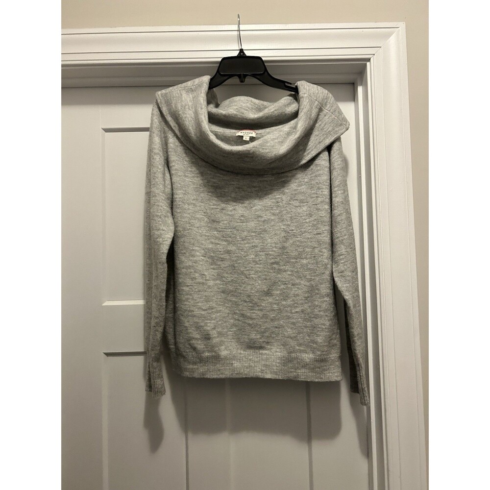 Andre Unit Off The Shoulder Cowl Neck Gray Sweater Women’s Size Large Cozy